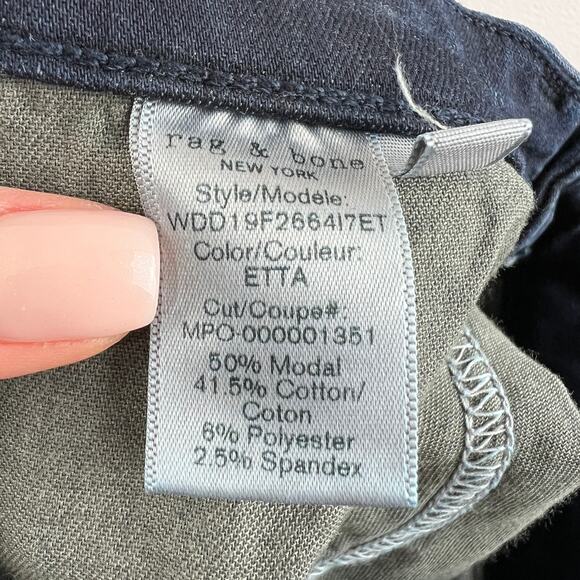 Rag & Bone Nina High Rise Skinny Jeans Blue Etta Cotton Blend Dark Denim Size 26 - Picture 7 of 8